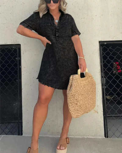 Sara™️ | Vestido Camisero de Denim