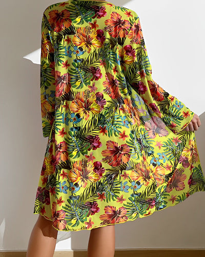 Lucía™ | Conjunto de bikini floral tropical elegante con cubresol.