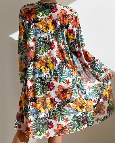 Lucía™ | Conjunto de bikini floral tropical elegante con cubresol.
