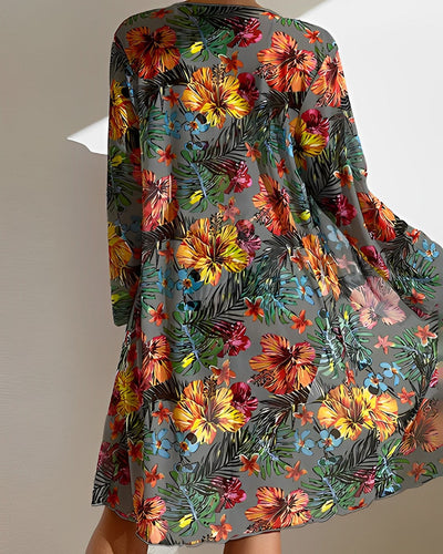 Lucía™ | Conjunto de bikini floral tropical elegante con cubresol.
