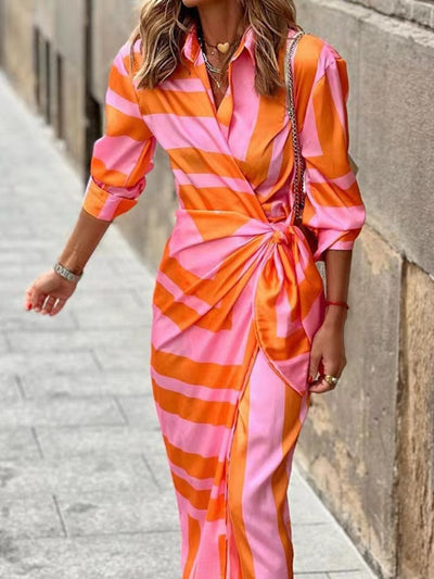 Paloma™️ | Vestido Camisero Midi a Rayas