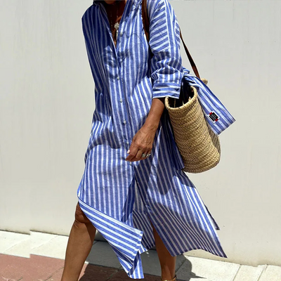 Alicia™ | Vestido Camisero A Rayas
