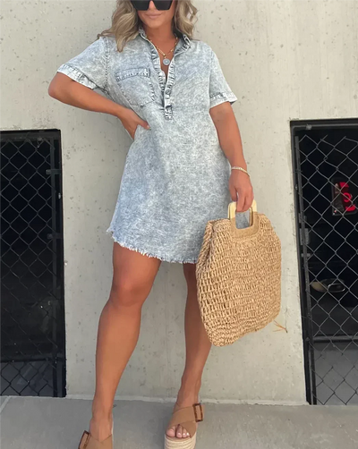 Sara™️ | Vestido Camisero de Denim