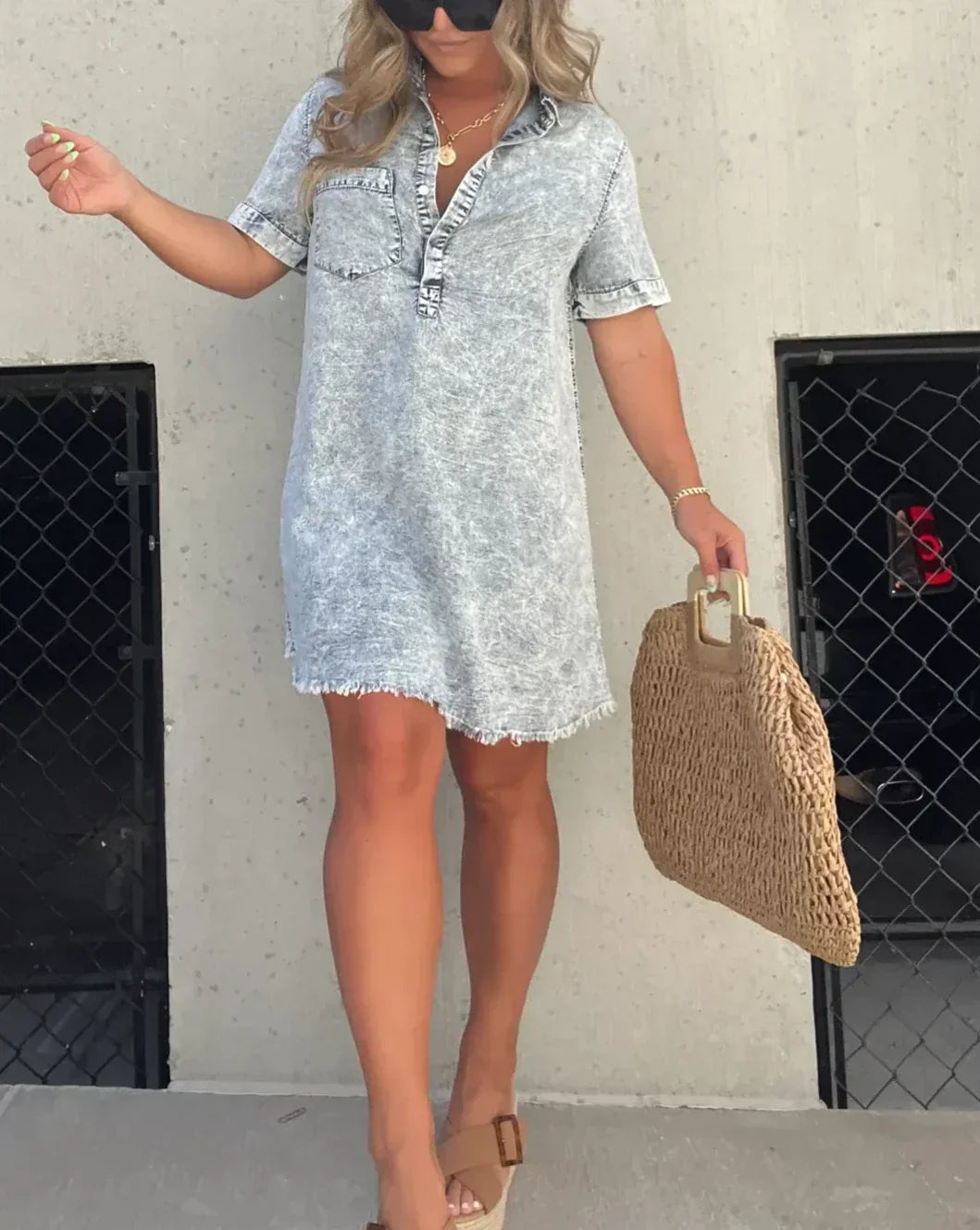 Sara™️ | Vestido Camisero de Denim